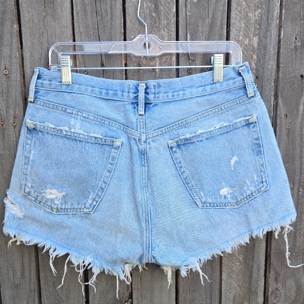 Agolde Light Wash Distressed Denim Parker Shorts Size 29 - Picture 5 of 9
